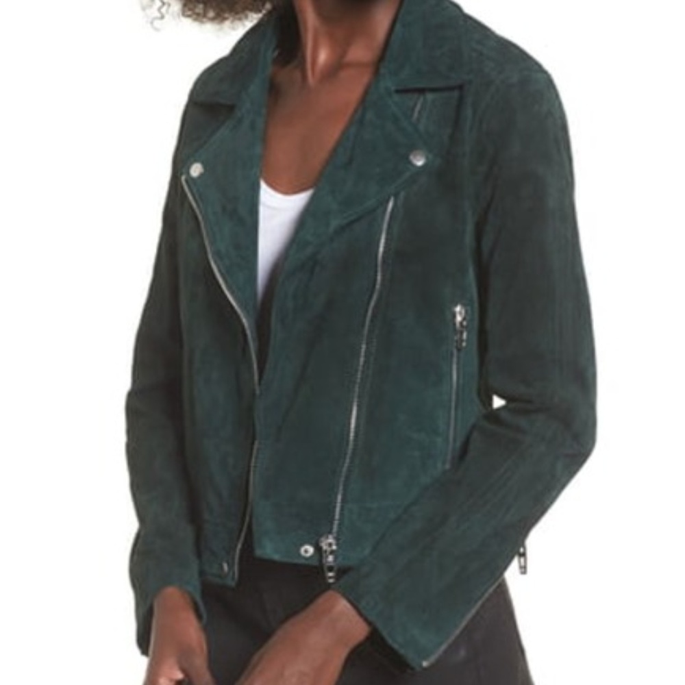 BLANKNYC Suede Moto Jacket Evergreen
